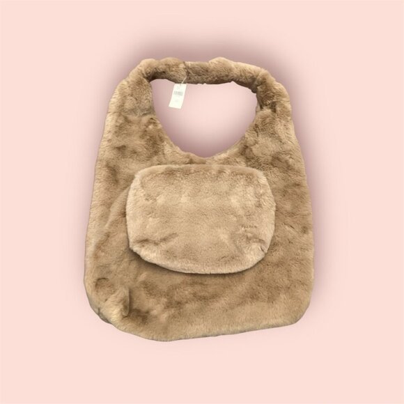 NWT. Anthropologie Furry Knotted Bag With Matching Pouch. - Picture 2 of 8